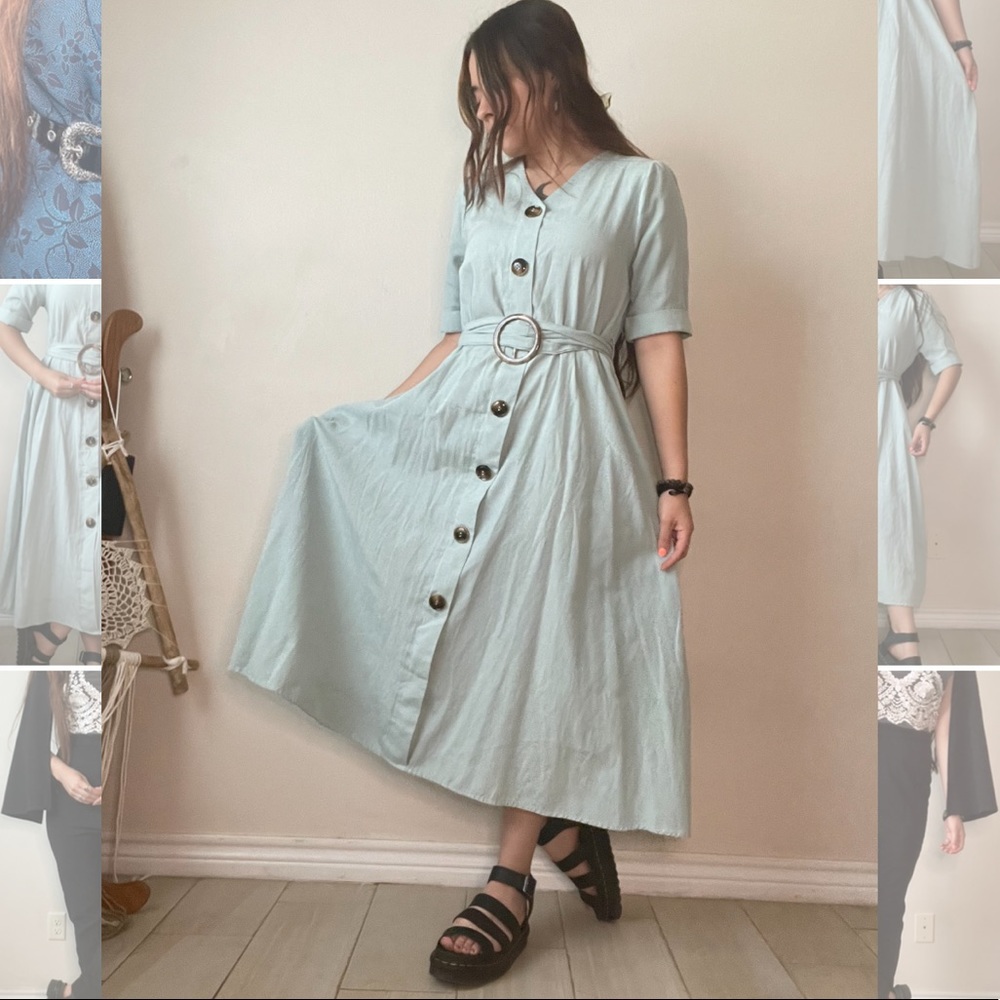 Romantic Cottagecore Style Minty Dress